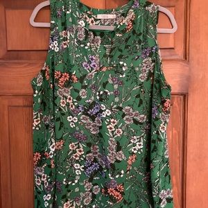 Green Floral Sleeveless Top